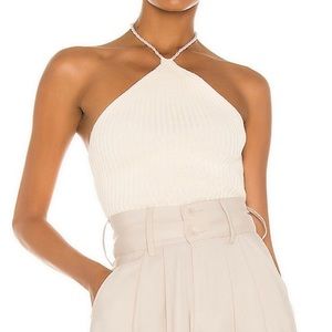 Revolve Musier Paris Halter Pearl White Top